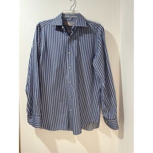Byron British men’s blue/white stripe tailor fit dress shirt size 39. #23-0619